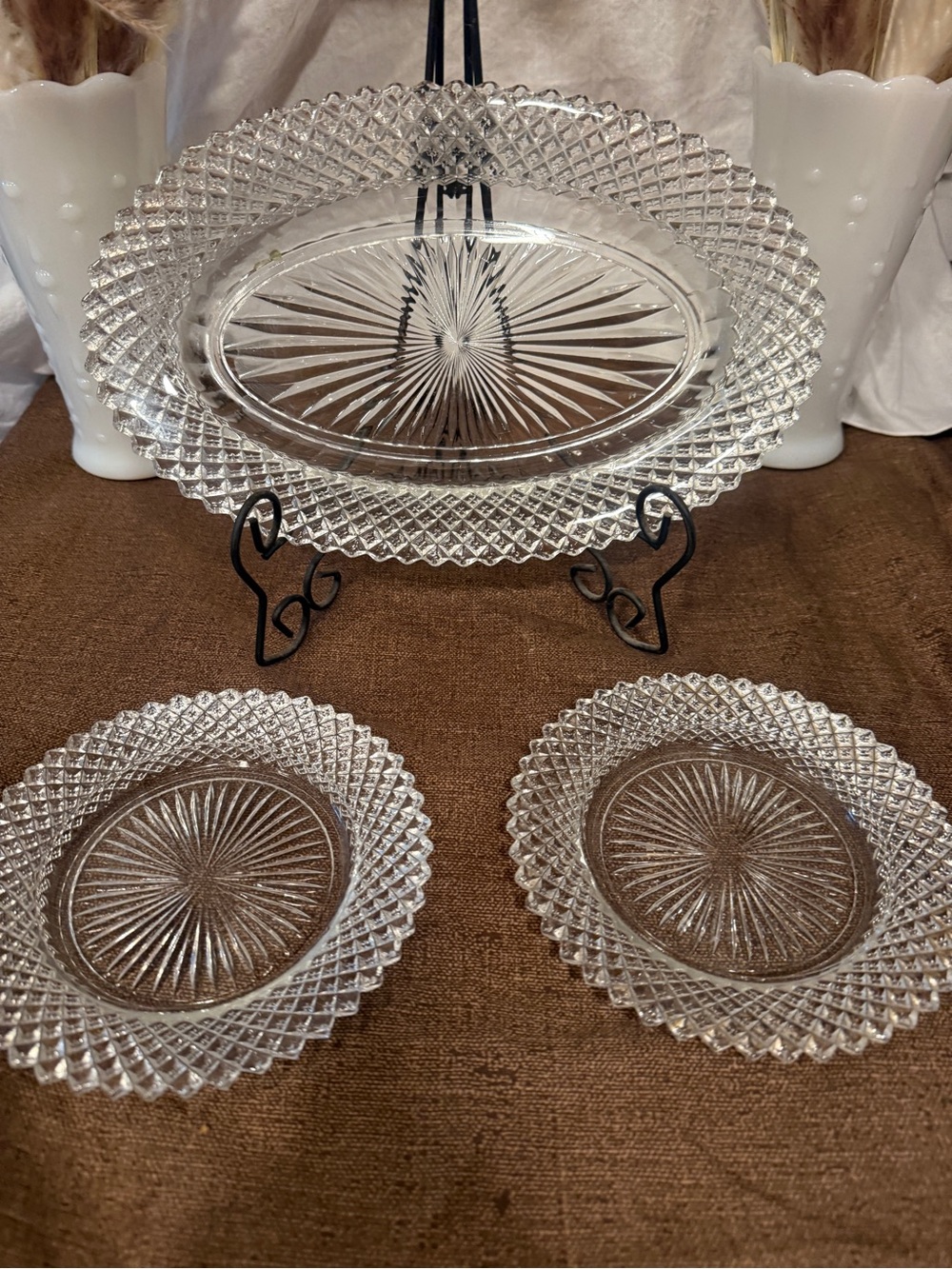 Anchor Hocking Miss America Depression Glass Relish Tray & 2 Bowls